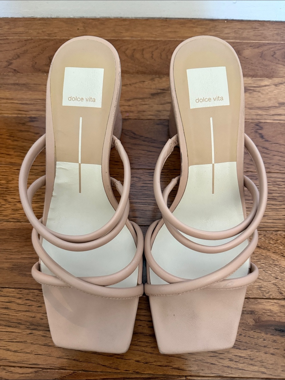 Dolce Vita Blush Nude Loop-Strap Square Toe Heels